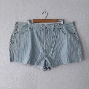 Old Navy Blue and White Higher High-Rise Sky-Hi A-Line Jean Shorts Size 32